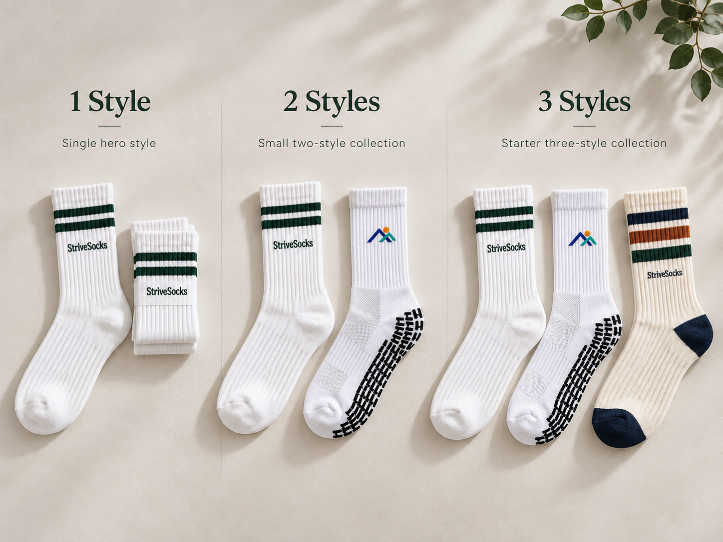 Comparison of one, two and three sock styles for a first launch