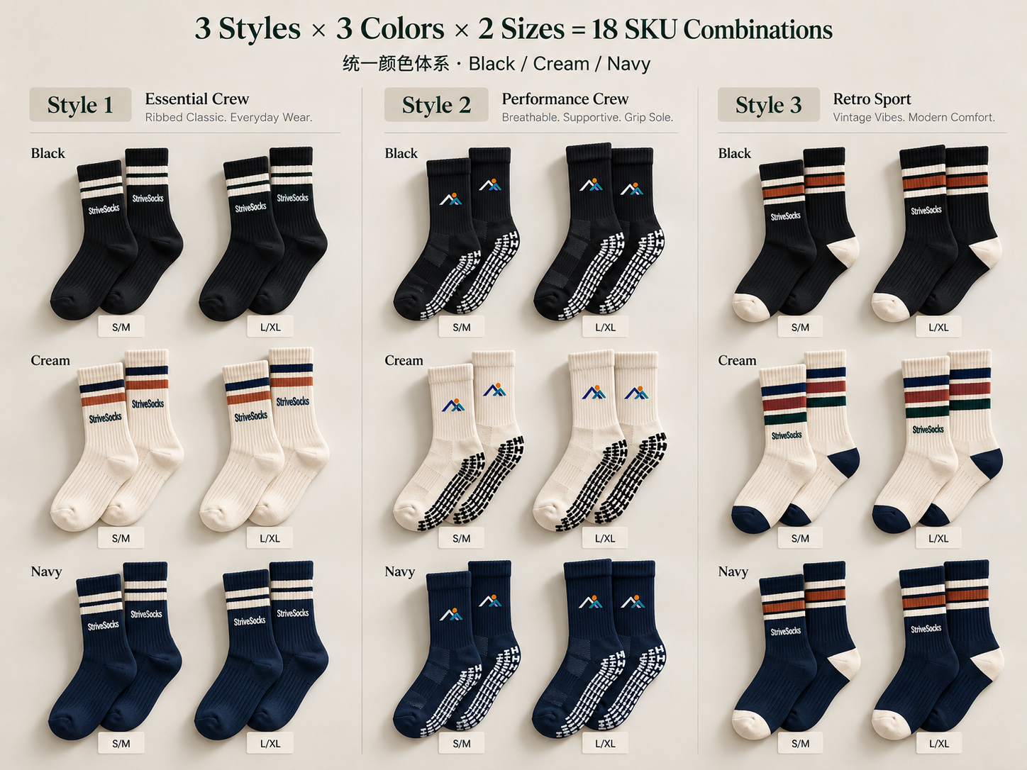 Sock collection color palette planning for a new brand