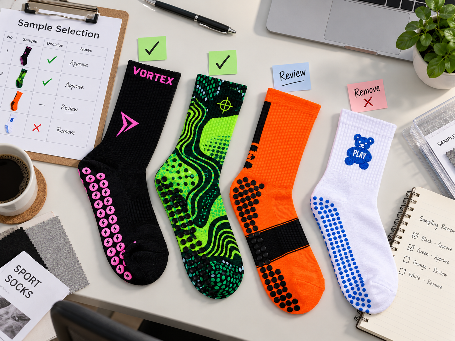Comparing sock samples before the first production order