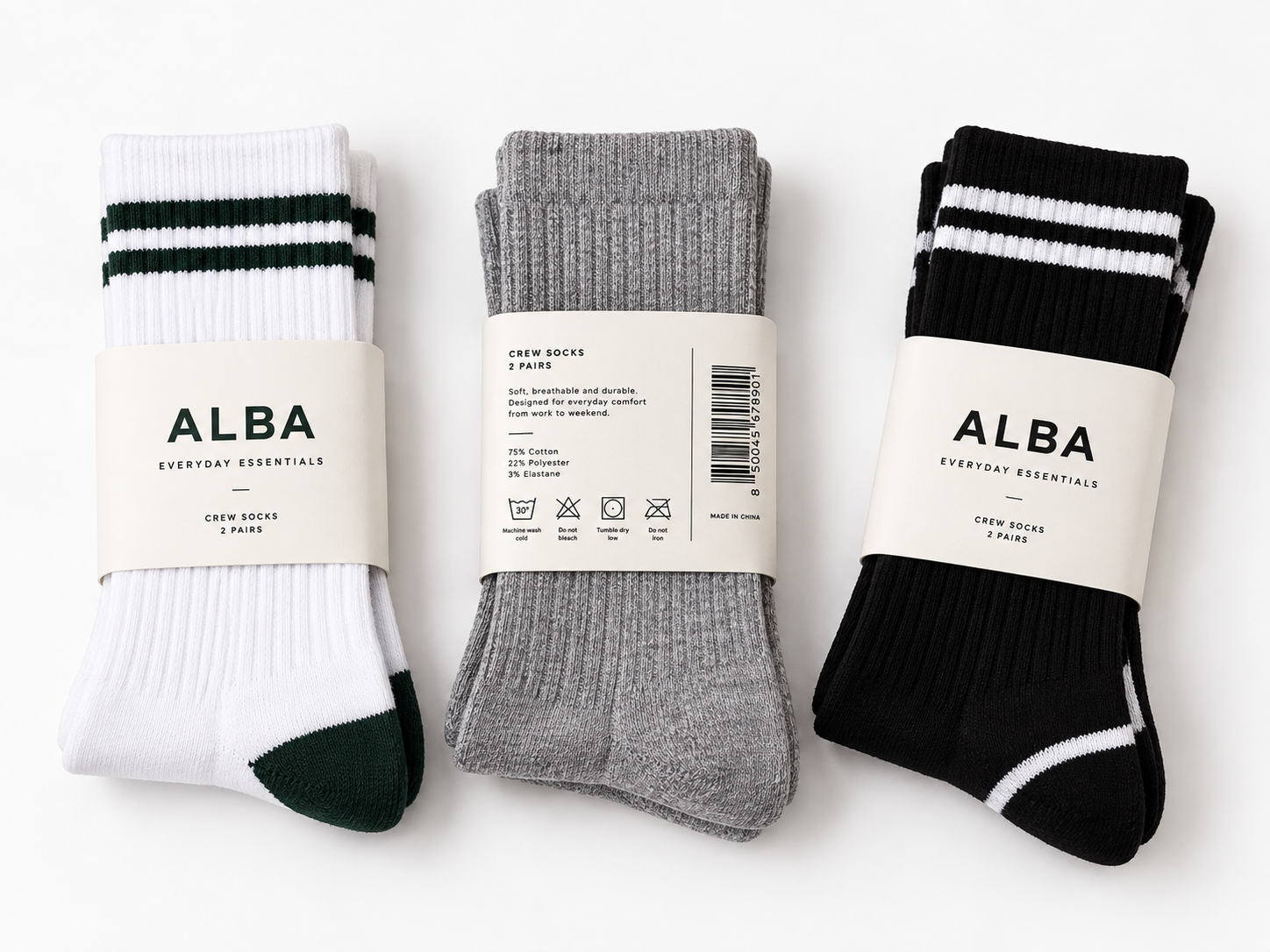Private label socks with a branded paper band