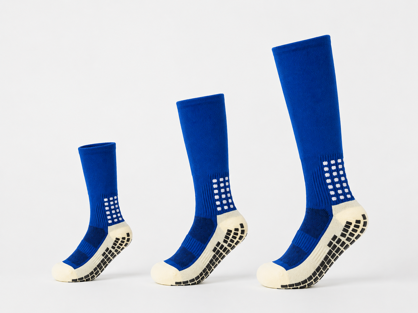 Three sock sizes shown side by side to illustrate size options in an order