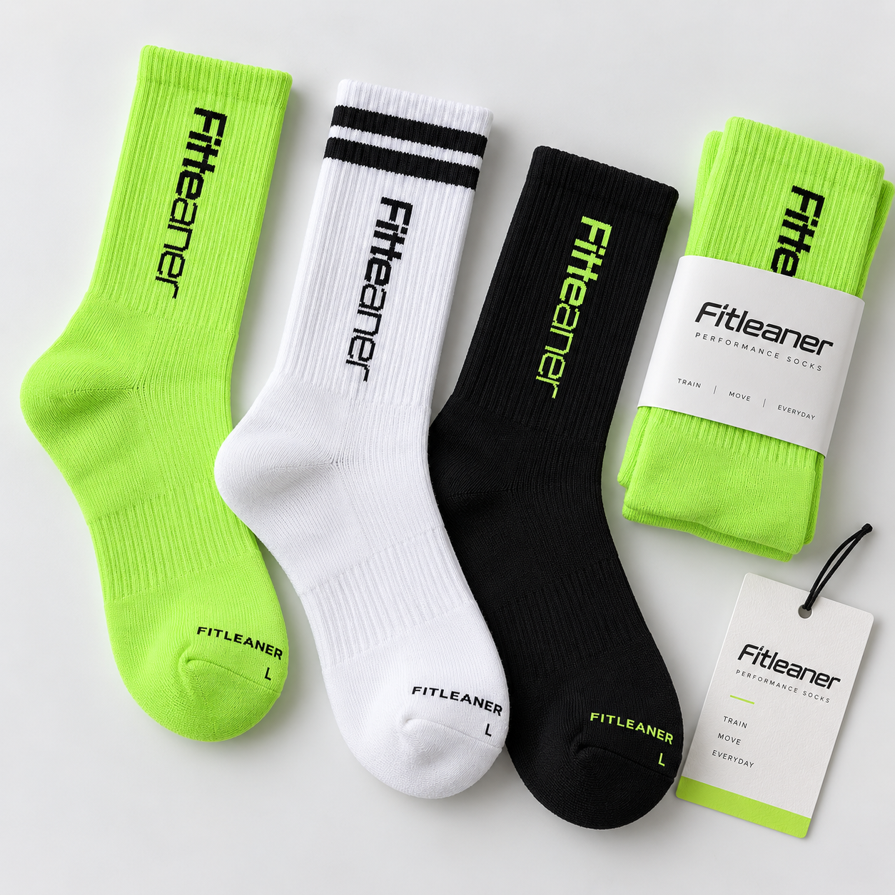 Multiple logo and band options on branded crew socks