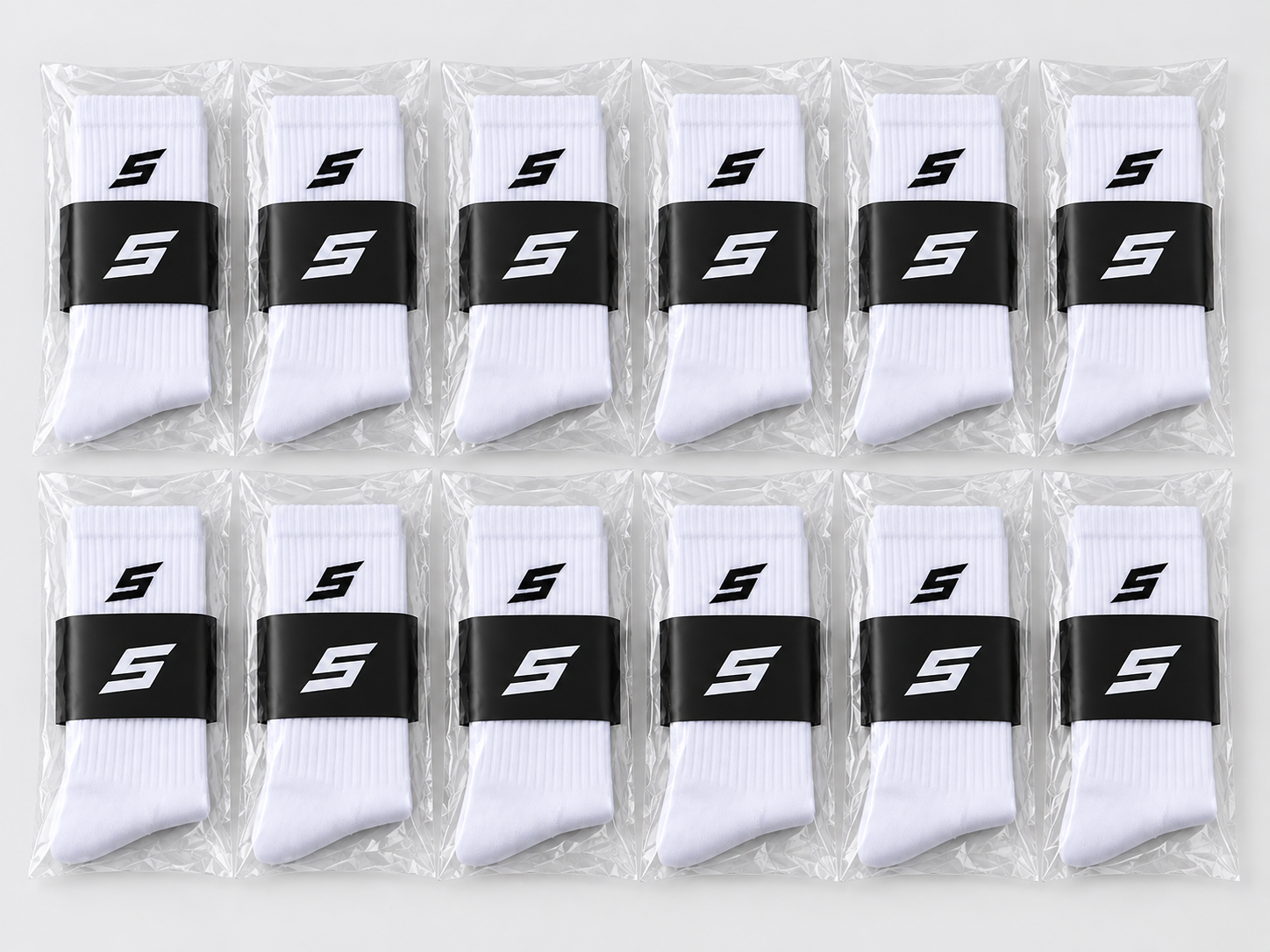 Packaged production batch of the approved football grip socks