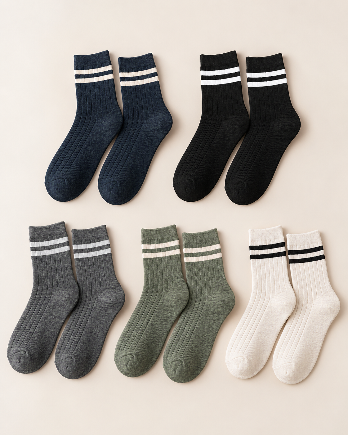 Coordinated lifestyle sock colorway collection