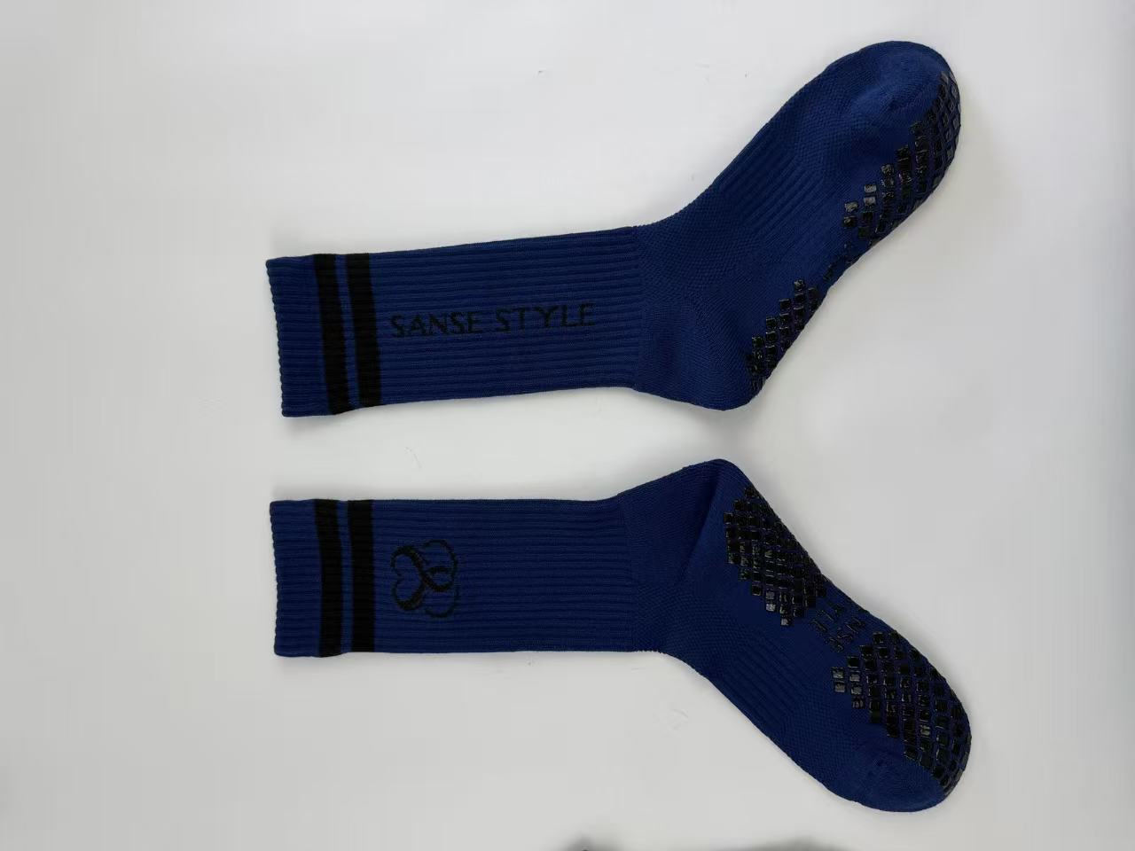 Blue physical sock sample in two views