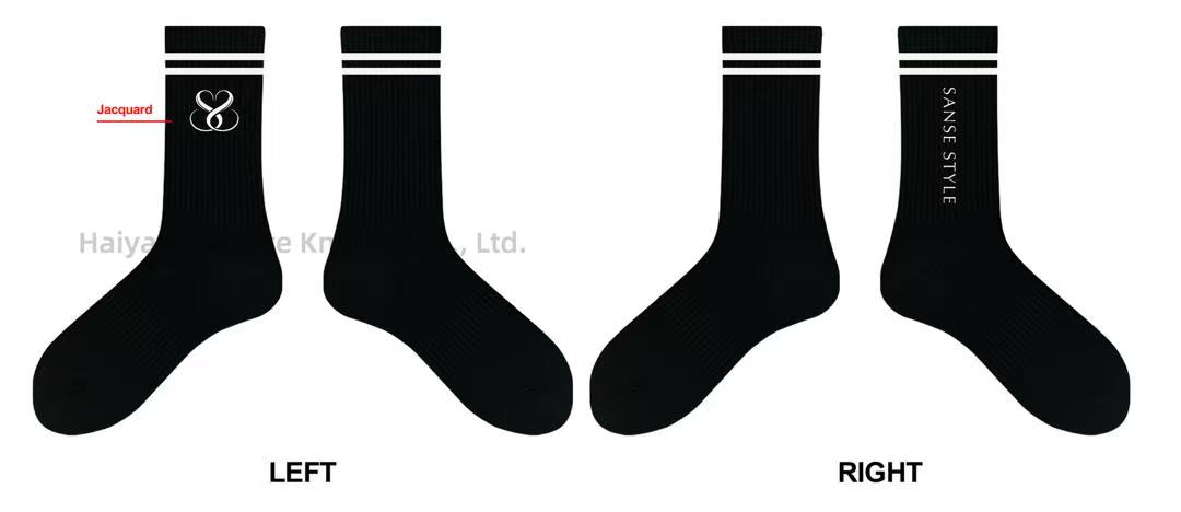 Revised black crew sock logo placement drawing
