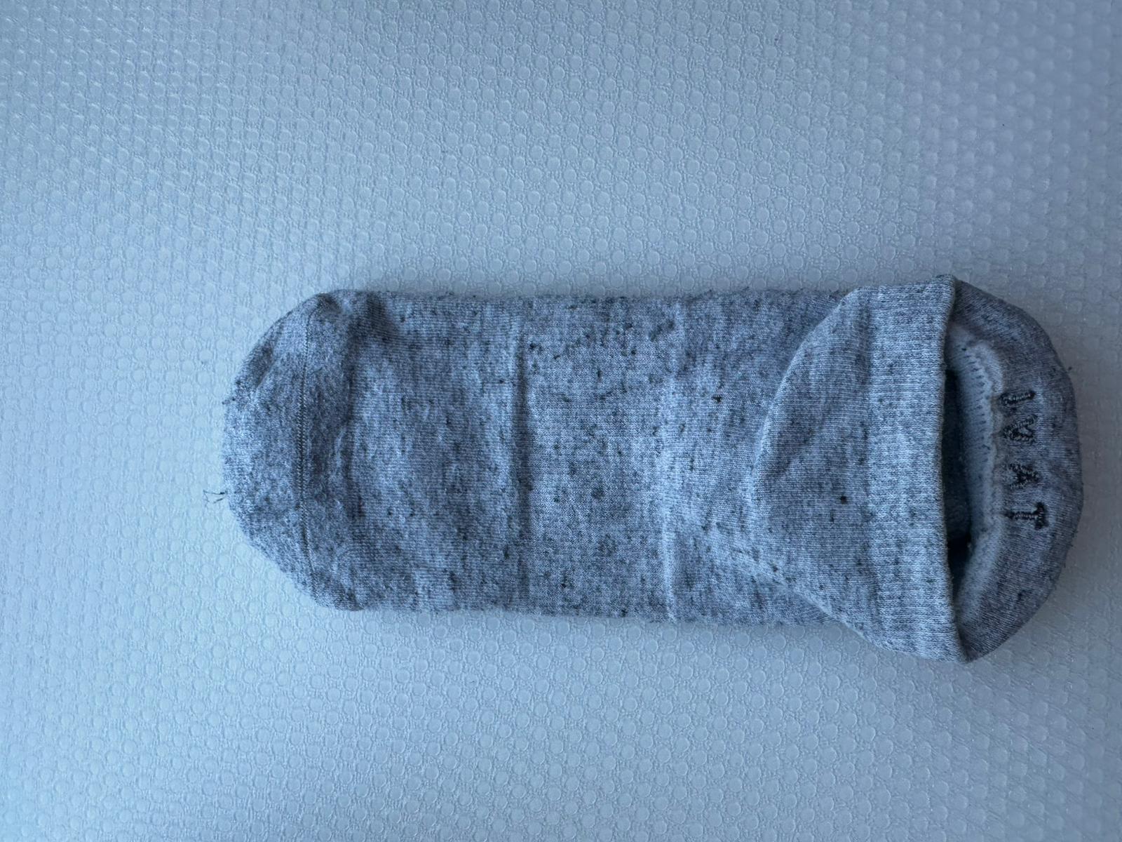 Gray low-cut sock reference showing fabric and shape