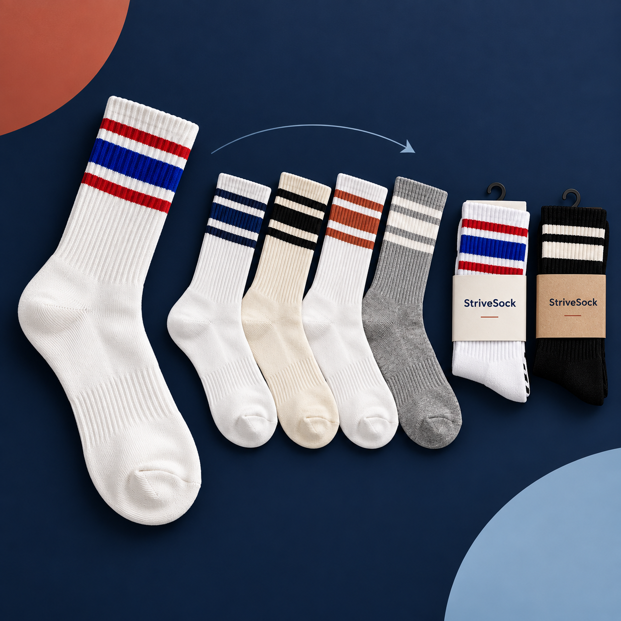 One proven sock base style expanding into multiple retail colorways and packaged products