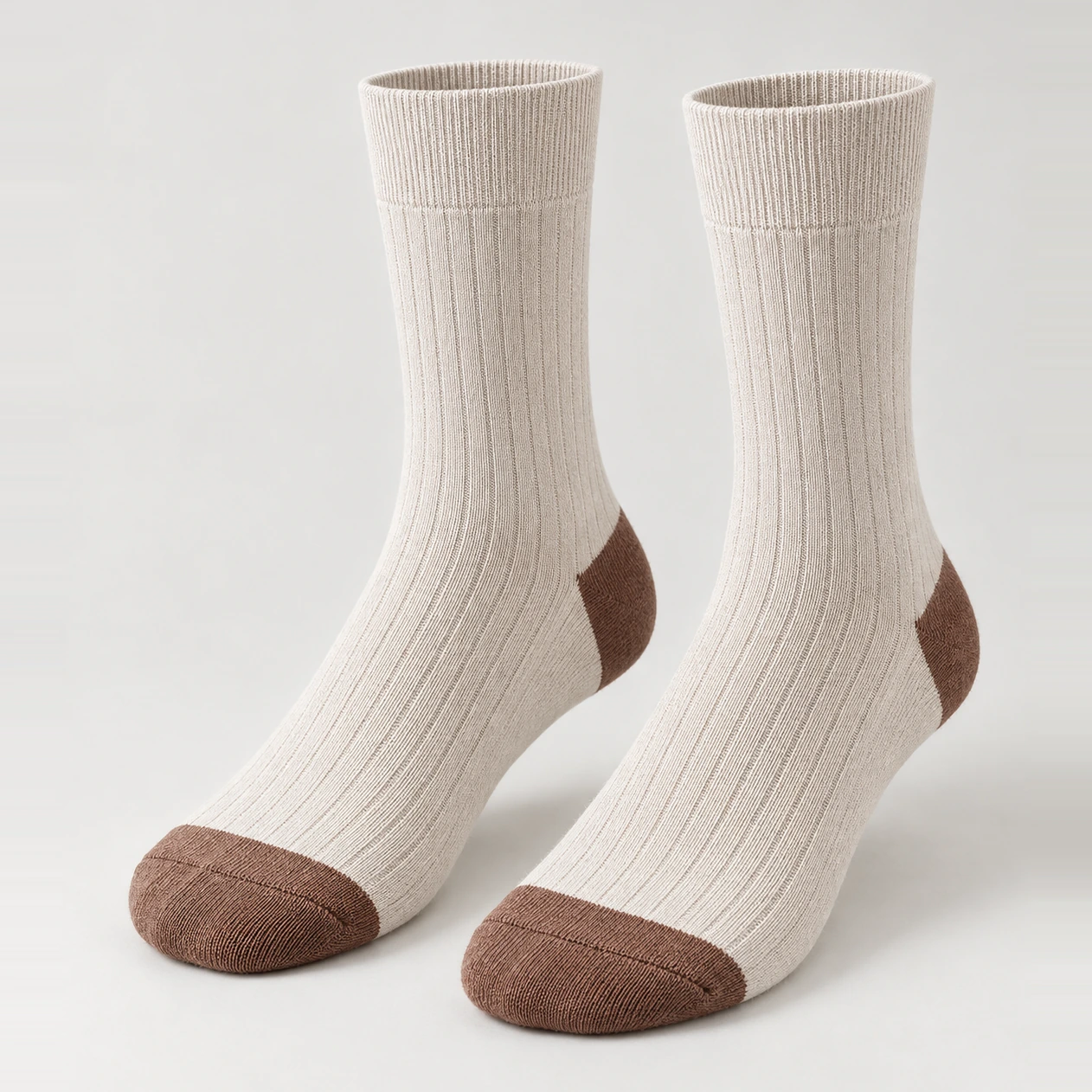 Colorblock Crew 01 cream and brown colorblock crew socks
