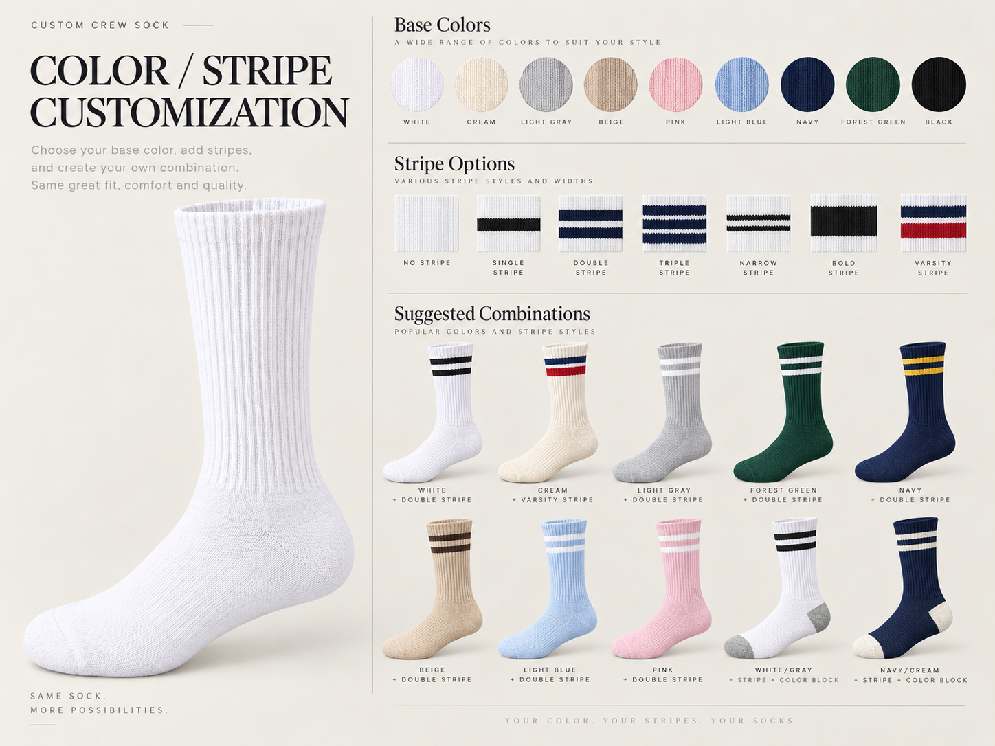 Essential Crew 01 color and stripe customization options