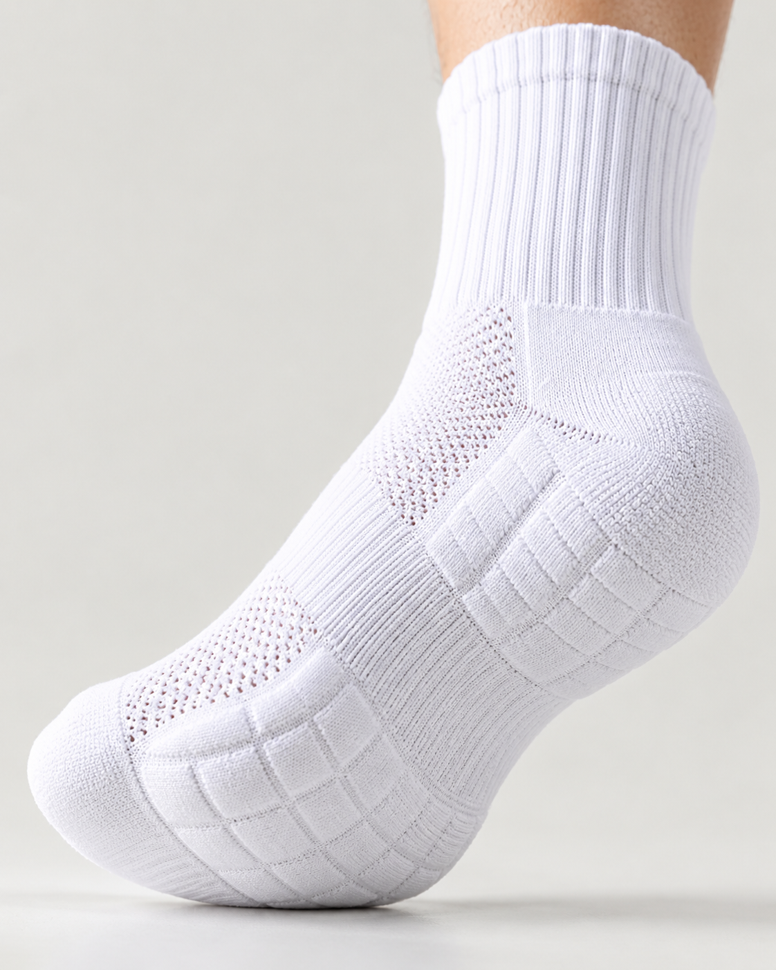 Performance Crew 01 cushioned heel and underfoot knit closeup