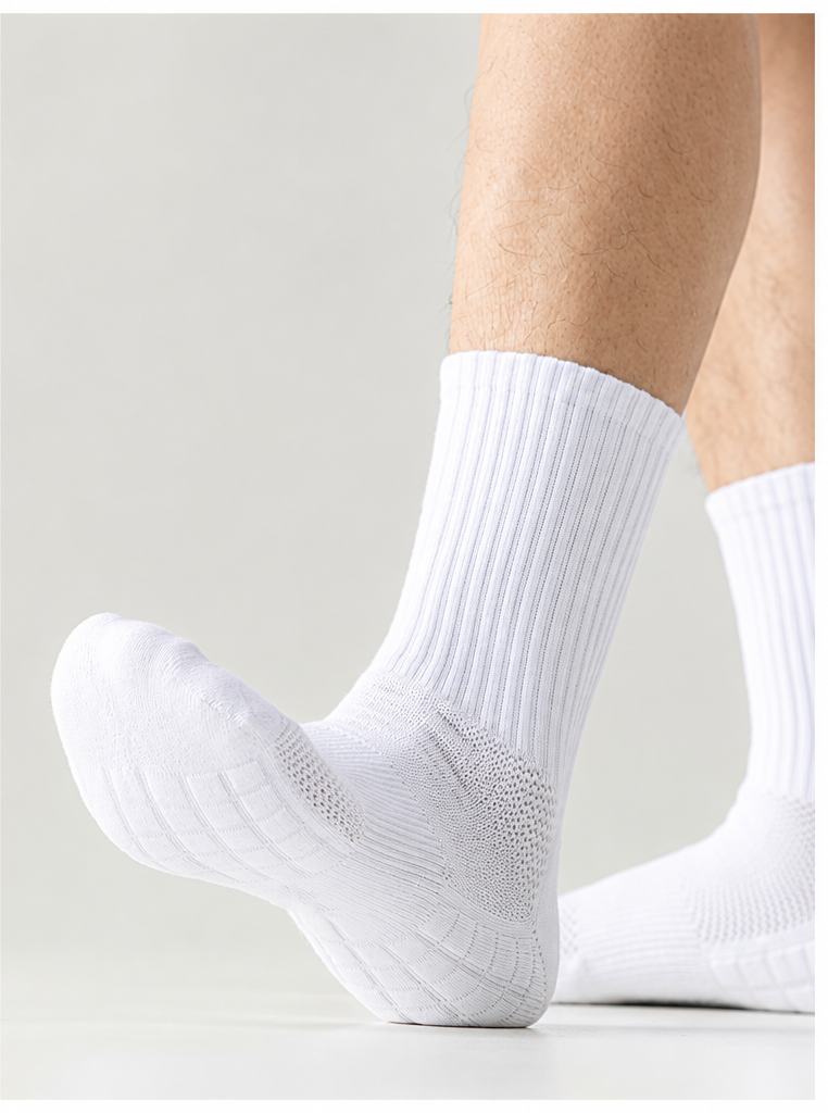 Athletic sock knit and cushioning construction detail