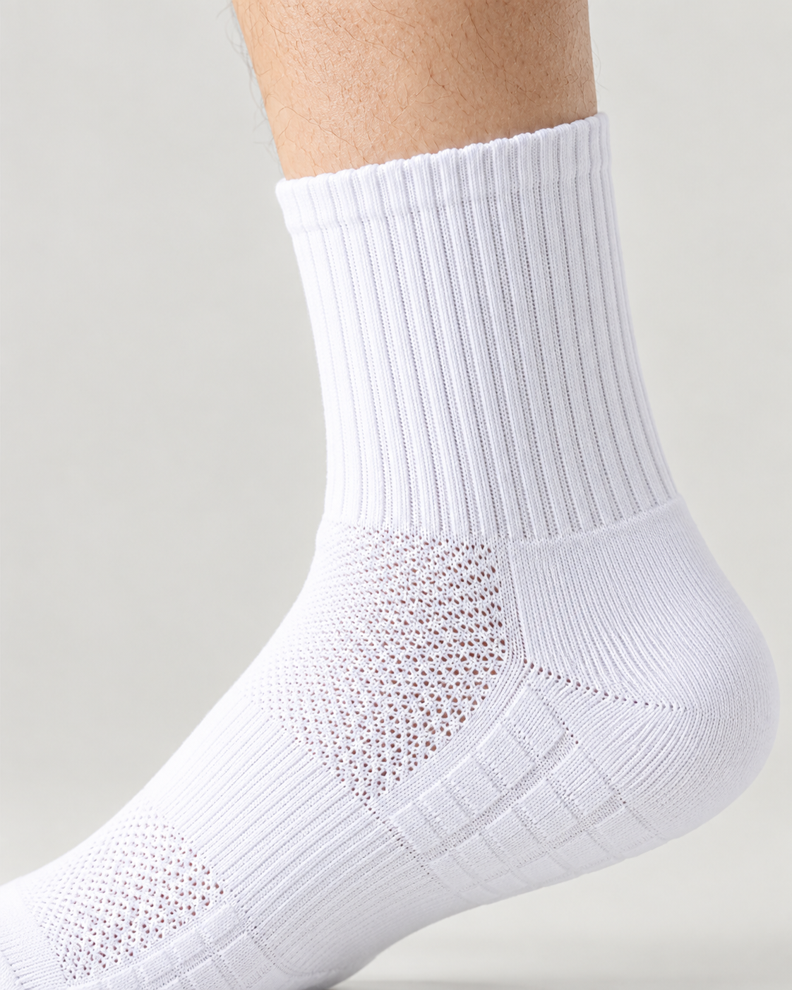 Performance Crew 01 ribbed crew cuff and technical knit closeup