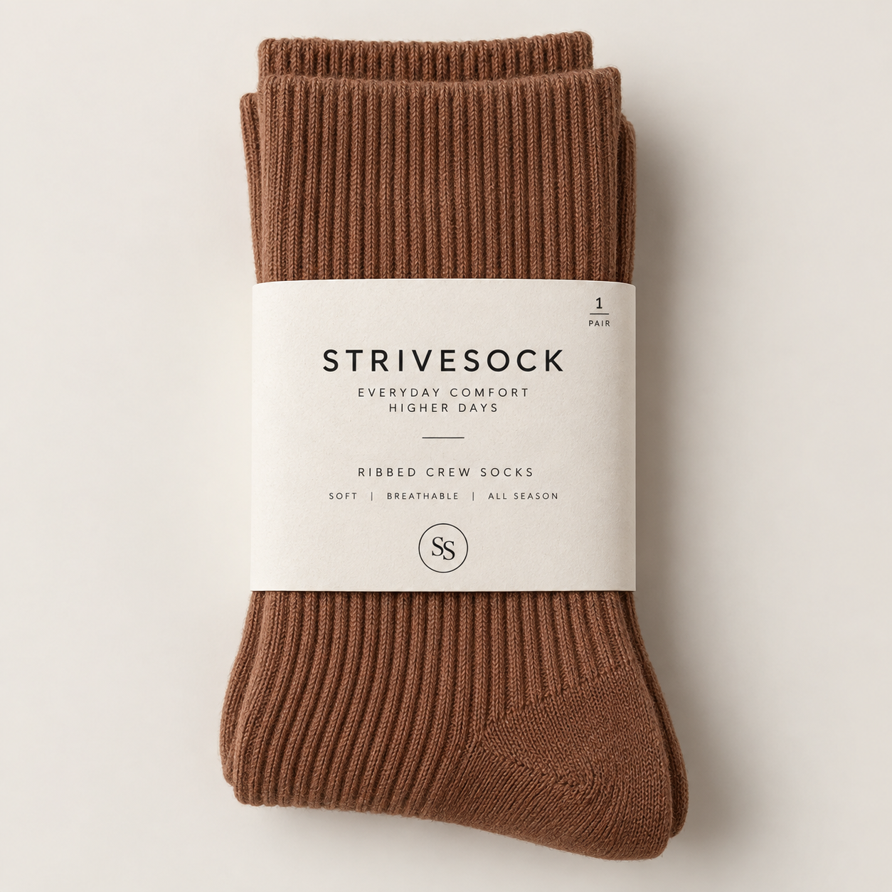 Ribbed Crew 01 with a paper retail band