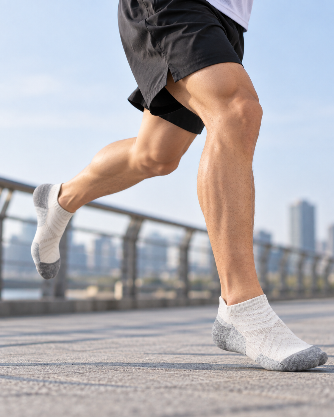 Running Quarter 01 photographed during outdoor running and on-foot wear