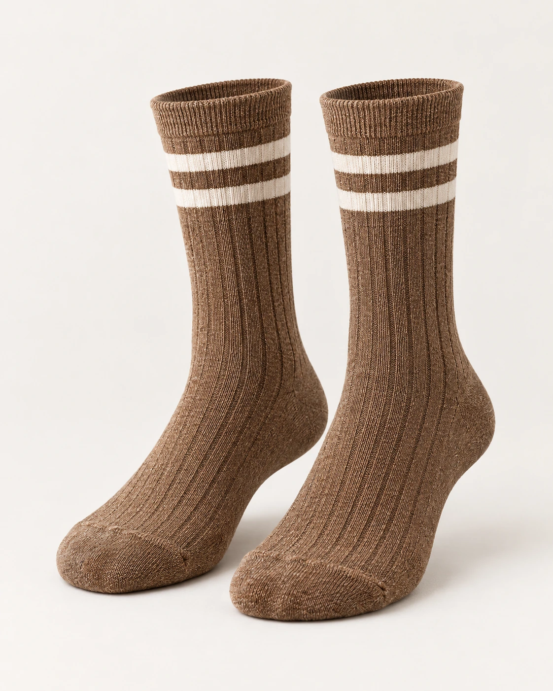 Varsity Crew 01 brown collegiate striped crew socks